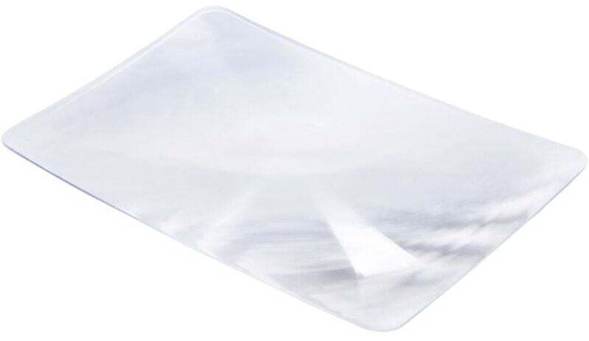 Vergrootglas geschikt voor Fresnel-lens, 3x vergroting, paginaformaat 180x120x0,5 mm.