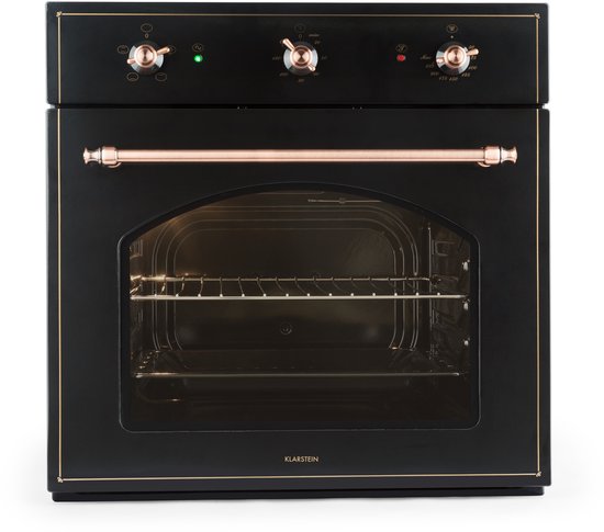 Klarstein Inbouwoven Vilhelmine Elektrobackofen, 59 Liter volume, vintage design, 4 bedrijfsfuncties, boven onderwarmte, gaartijd Timer, rvs, zwart kupfer - 59 cm - voor Keuken - E…