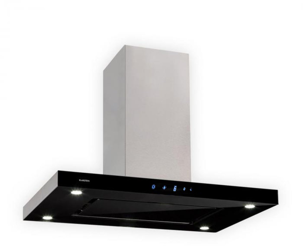 Klarstein Valeria eilandafzuigkap – 230 W, max. 642 m³/u, 3 standen, ledverlichting, aanraakbediening, glas, roestvrij staal, energiezuinig, PureAmbience Concept, zilver