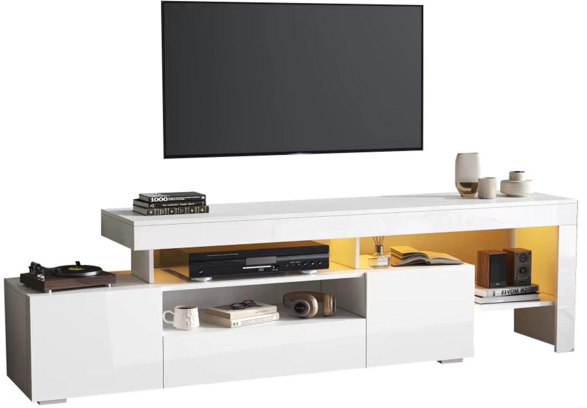NordHaus TV-meubel - TV-kast - Televisiemeubel - 16-kleuren LED-verlichting voor extra sfeer - 160 x 39 x 42 cm