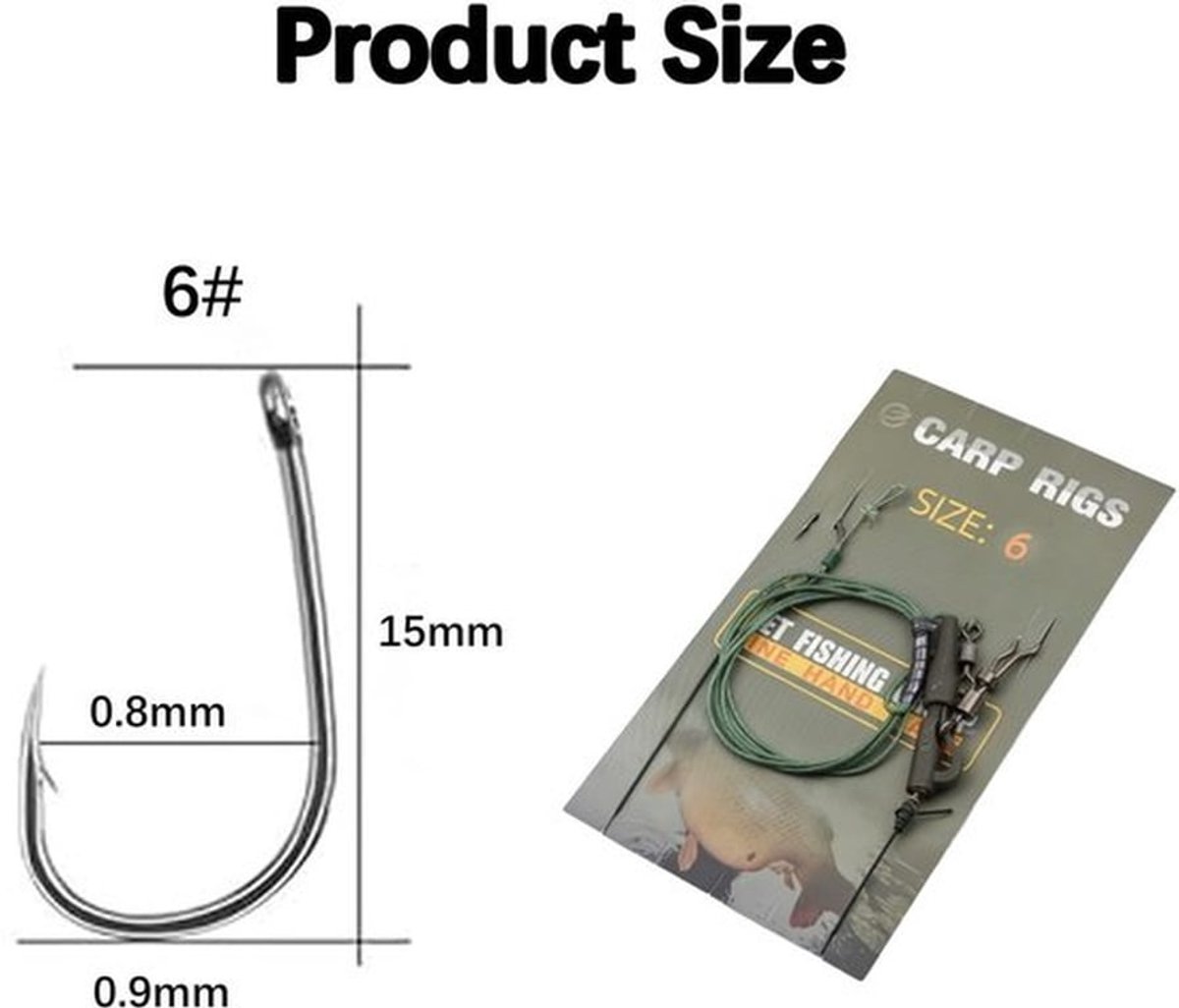 Vishaken Handgemaakt - Karper Vishaken - Visaccessoires - Hoogwaardige Koolstofstalen Haken - Sterke Treksterkte - Draagvermogen tot 30 kg - Karperhaak
