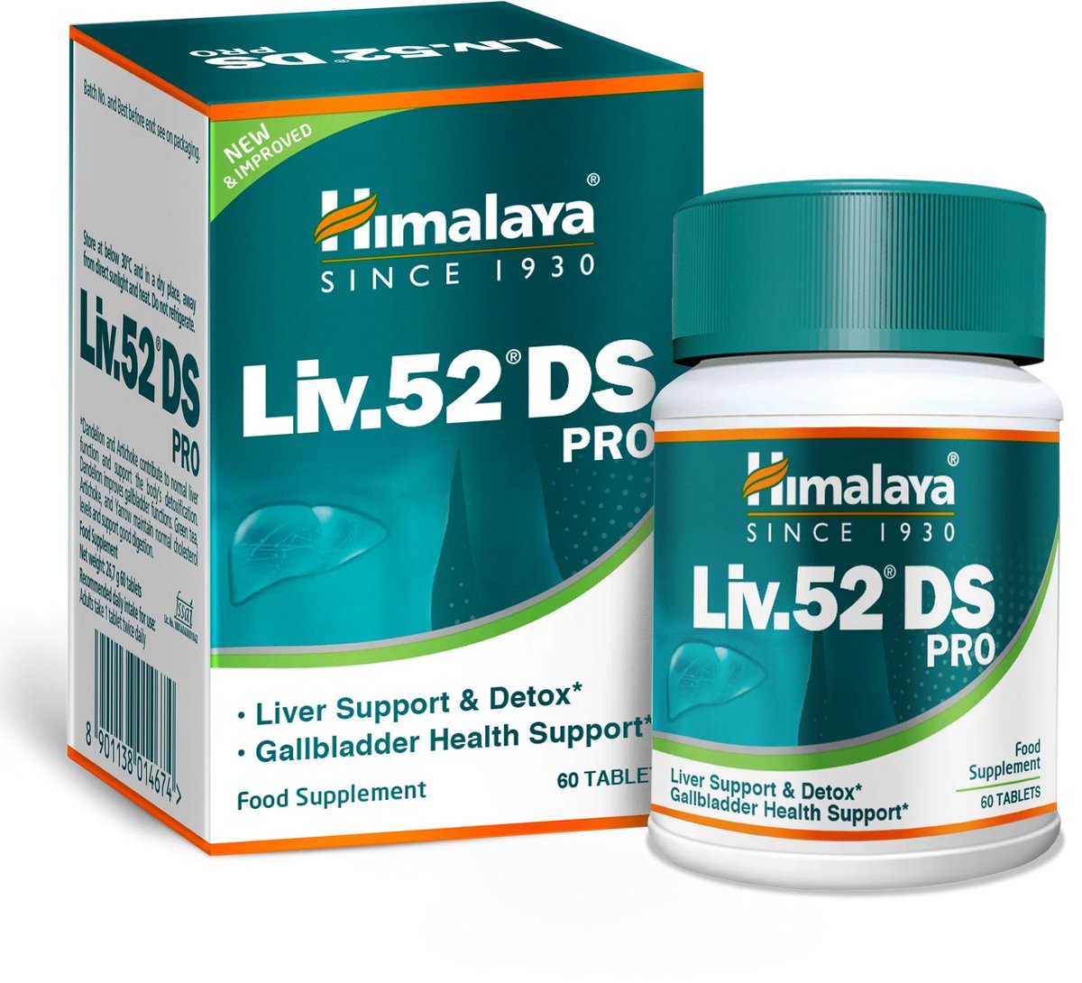 Himalaya Liv.52 DS PRO - Leversupplement - 60 Tabletten - Met Paardenbloem, Artisjok, Duizendblad, Groene Thee & Phyllanthus Amarus - Lever, Gal en Spijsvertering - Kruidenextracten - 30 Dagen Kuur - Voedingssupplement voor Volwassenen
