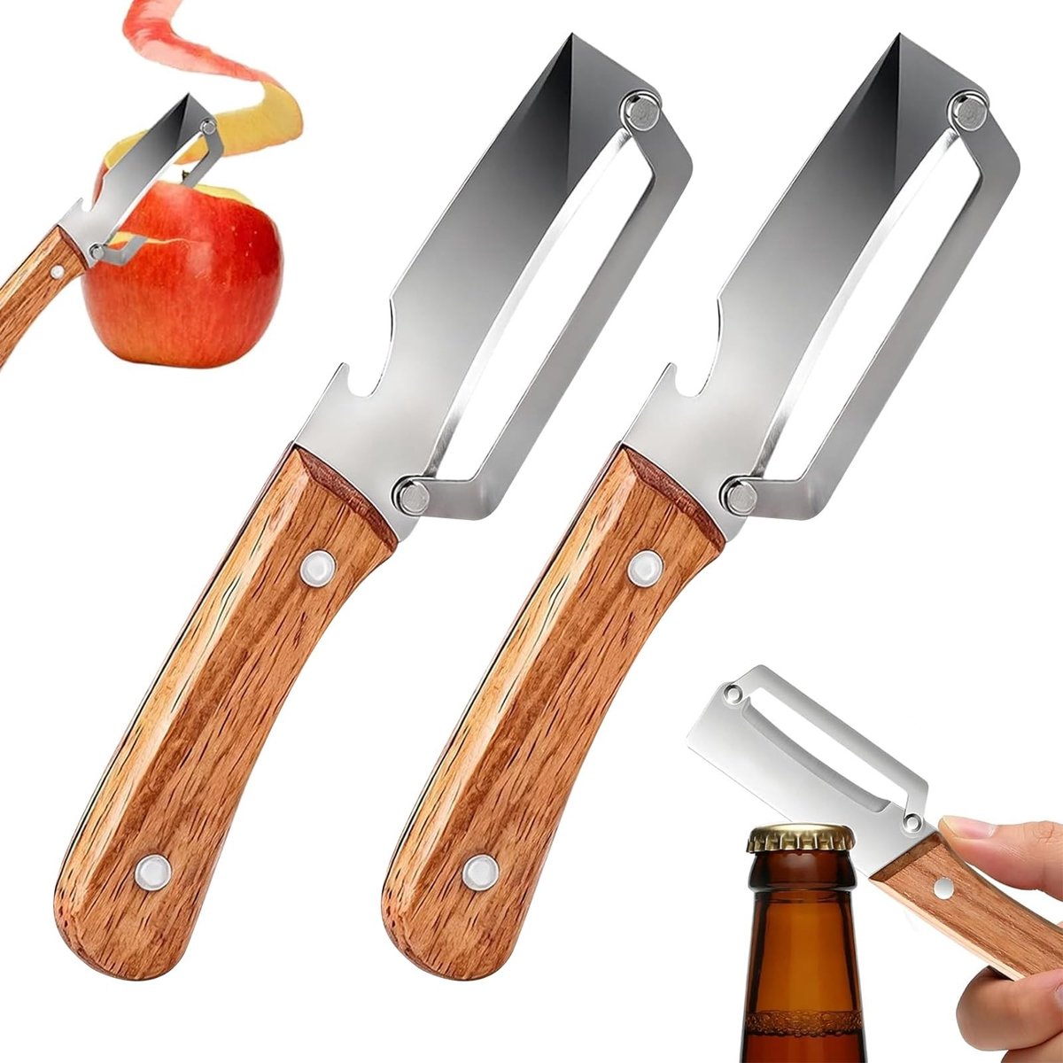Solidchoice - Multifunctionele Keukenschiller met Houten Handvat en Flesopener