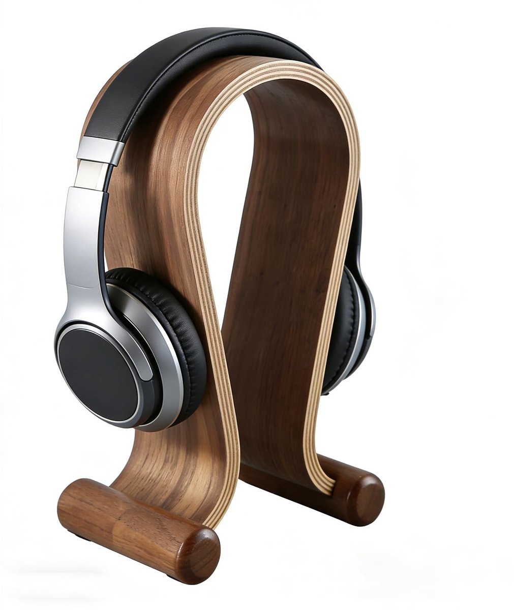 Solidchoice - Houten Hoofdtelefoonstandaard, U-Vormig Ontwerp, Milieuvriendelijk
