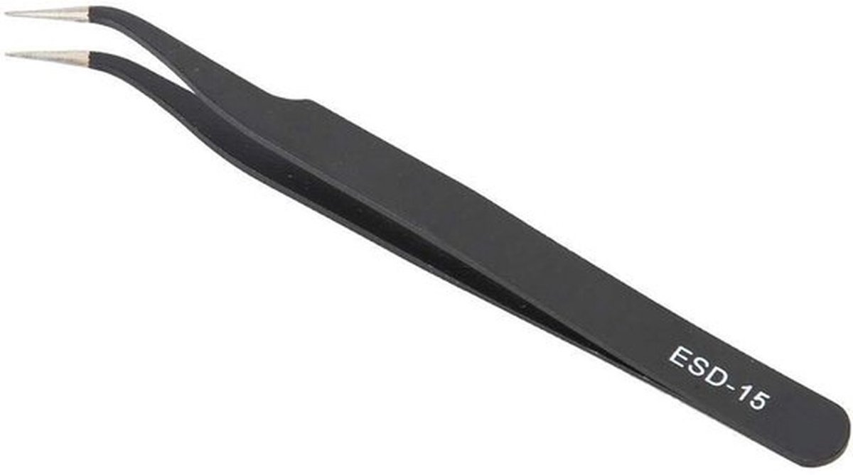 2 stuks reparatiegereedschapsset - gebogen pincetten - ESD-15 onderhoudsgereedschap - zwart - roestvrij staal - antistatische pincetten -...