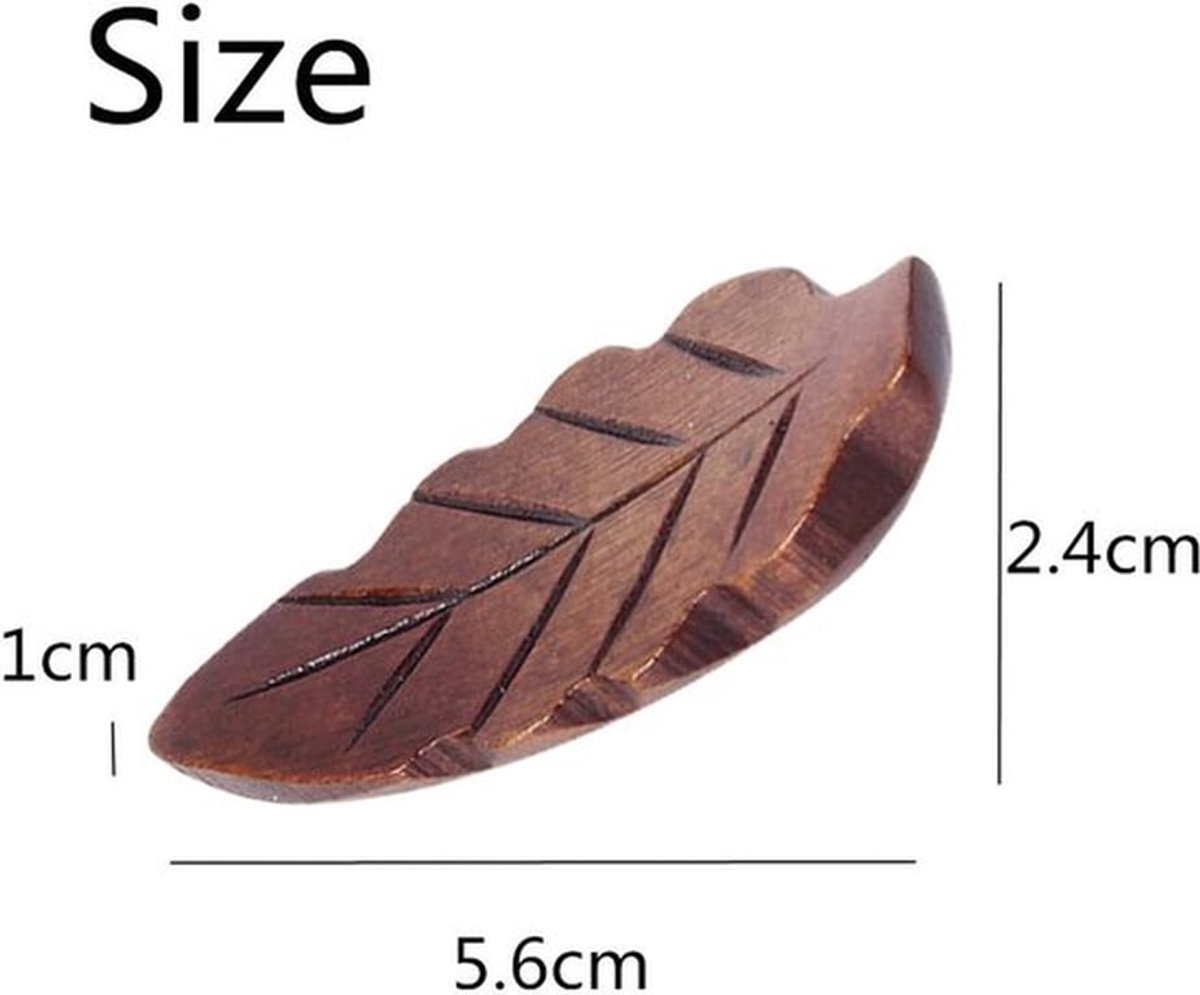 Eetstokje Set - 5-delige Set - Houten Eetstokjesstandaard - Japanse Stijl - Lepel/Vork Houder - Bladvormig Design - Eetstokjeshouder