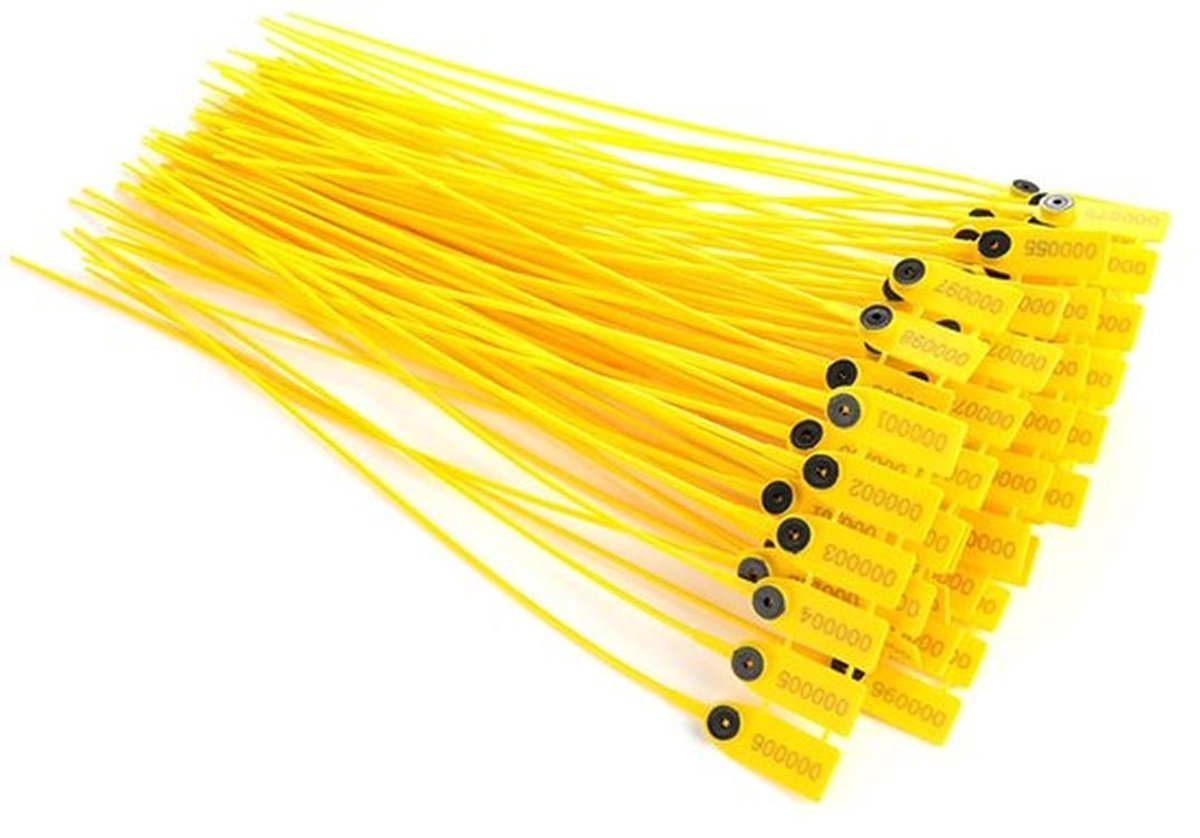 - Kunststof Veiligheidszegel - Gele Plastic Zegels - 100 stuks - 40 cm Kabelbinders - Transportbeveiliging - Voor Logistiek - Geschikt voor...