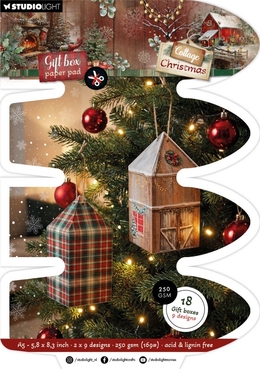 Giftbox paper pad House box - Cottage christmas nr. 490