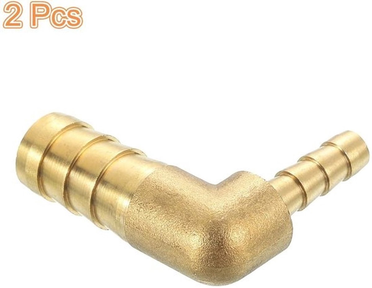 Messing slangkoppelingen - L-hoekverbinding - Hoge kwaliteit - 1/2"x1/4" ID - water- en luchtslangen - Duurzaam - 2 stuks
