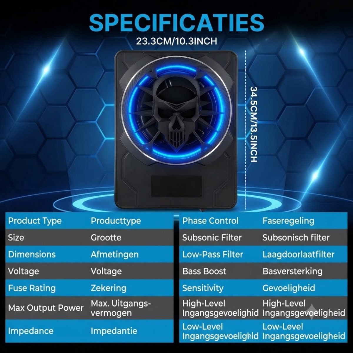 Subwoofer Auto - Actieve Subwoofer Kist - Subwoofer Auto met Versterker - Zwart - 35cm x 26cm x 35cm – foto 2