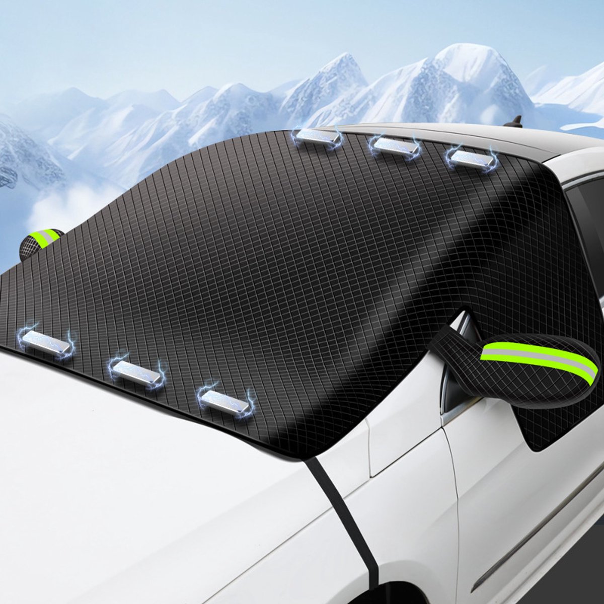 longziming - Auto Voorruit Cover - Waterdichte Beschermhoes tegen Sneeuw, IJs, Vorst, Stof en UV-Straling - Flexibel Formaat - Voor SUV, Truck en Personenauto