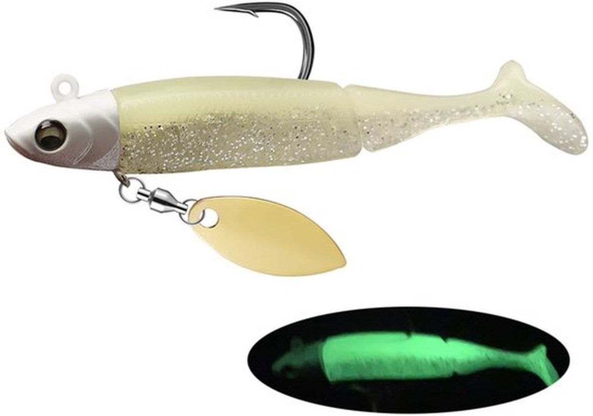 Zachte kunstaas met spinner, imitatie T-staart spinner, 9,5 cm/20 g, biomimetisch kunstaas, herbruikbaar, kunstaas, hengelsportmateriaal.