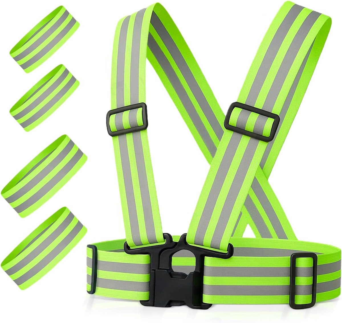 Loopvest - Geel - Reflecterend Veiligheidsvest met 4 Reflecterende Banden - Voor Joggen, Fietsen en Bouwplaats