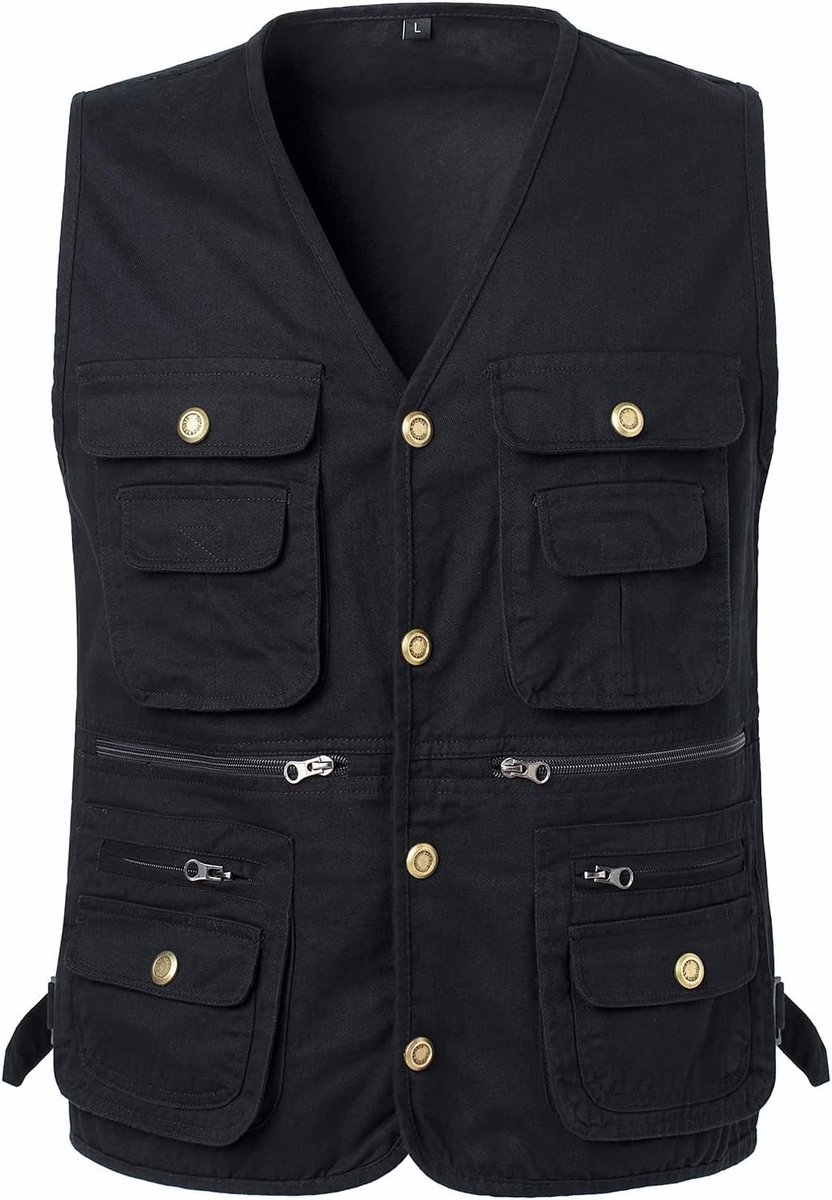Loopvest – XL Lichtgewicht Katoenen Mouwloos Outdoor Vest Voor Heren Zwart