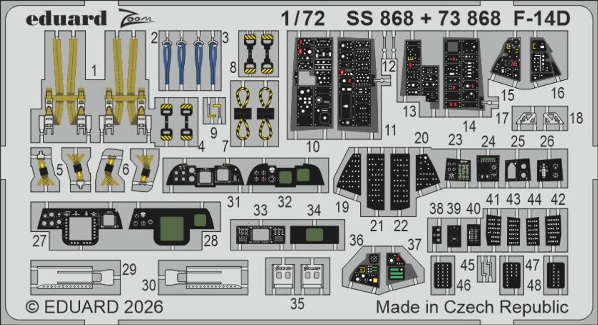 Eduard Modelbouwdecoratie - SS868 Accessoires - Zoom Set voor Grumman F-14 D Tomcat - Photo-etch