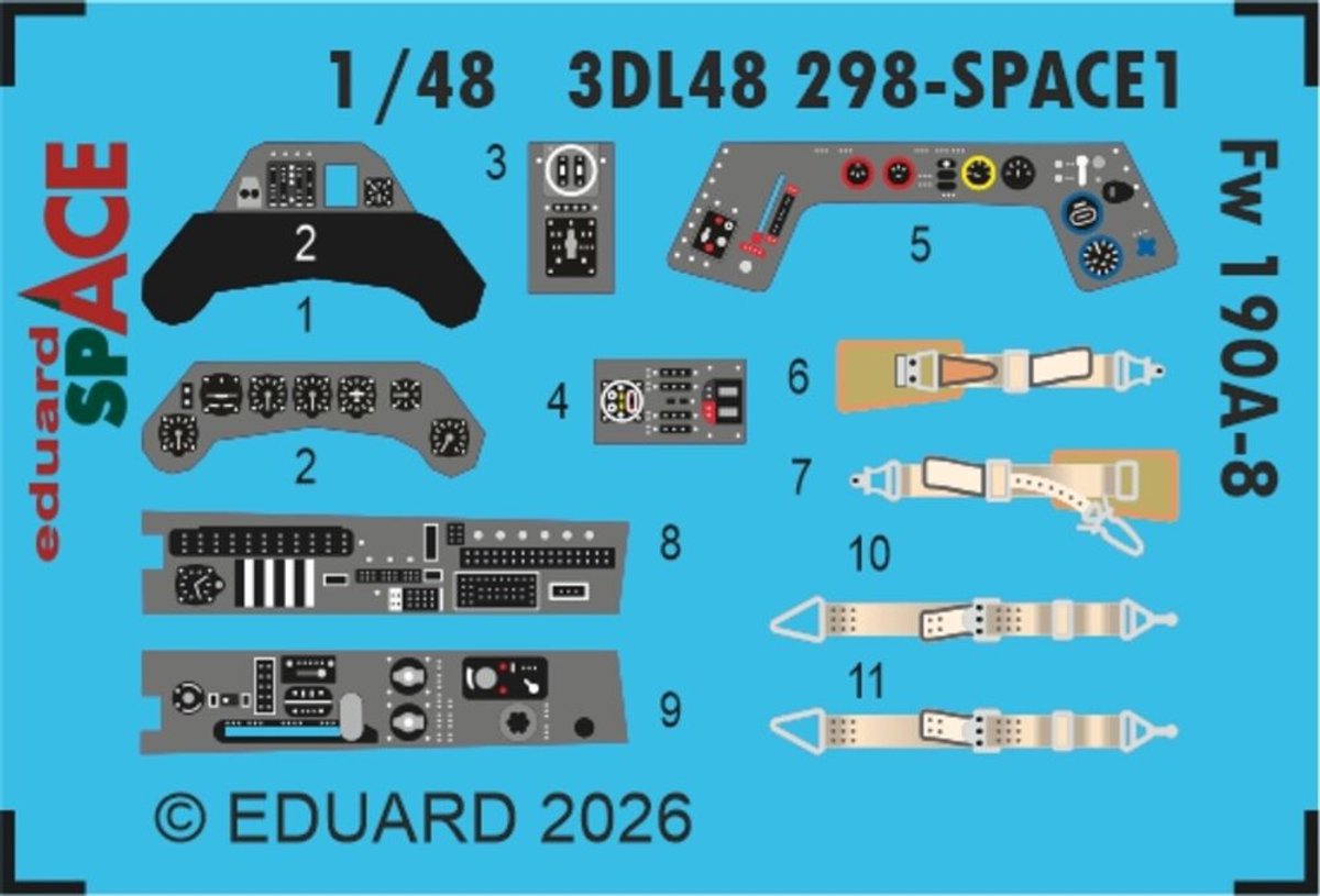 Eduard Modelbouwdecoratie - 3DL48298 Sp - Accessoires Set voor Focke Wulf Fw-190 A-8 - Photo-etch