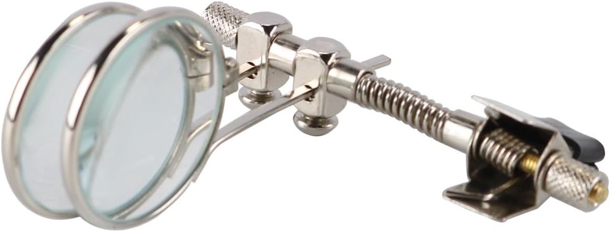 Loepbril - Transparant - 6 x 6 cm - Dubbele Glazen Lens met Verstelbare Clip - Voor Precisiewerk