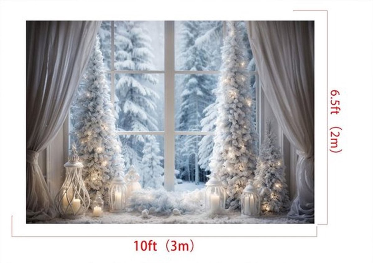 Fotoachtergrond - Winter Kerstboom - Fleece Sneeuw Scene - 3 x 2 m - Kinderen Verjaardag - Fotostudio Props