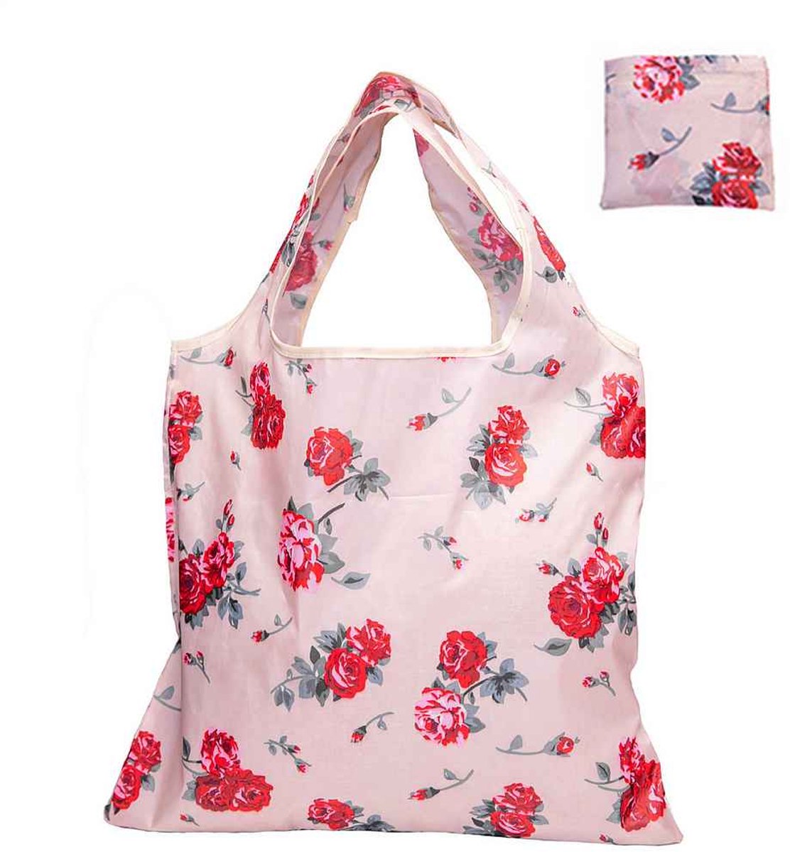 LISM-Schoudertas, boodschappentas, opvouwbare, herbruikbare boodschappentas, 64x44 cm - rood