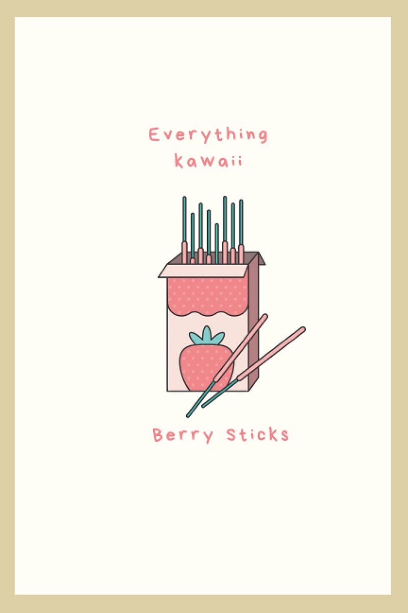 Kawaii Berry Sticks: Japanese style notebook journal for daily writing - 6" x 9" 100 pages, cream paper (eyes care) - ShopVlot