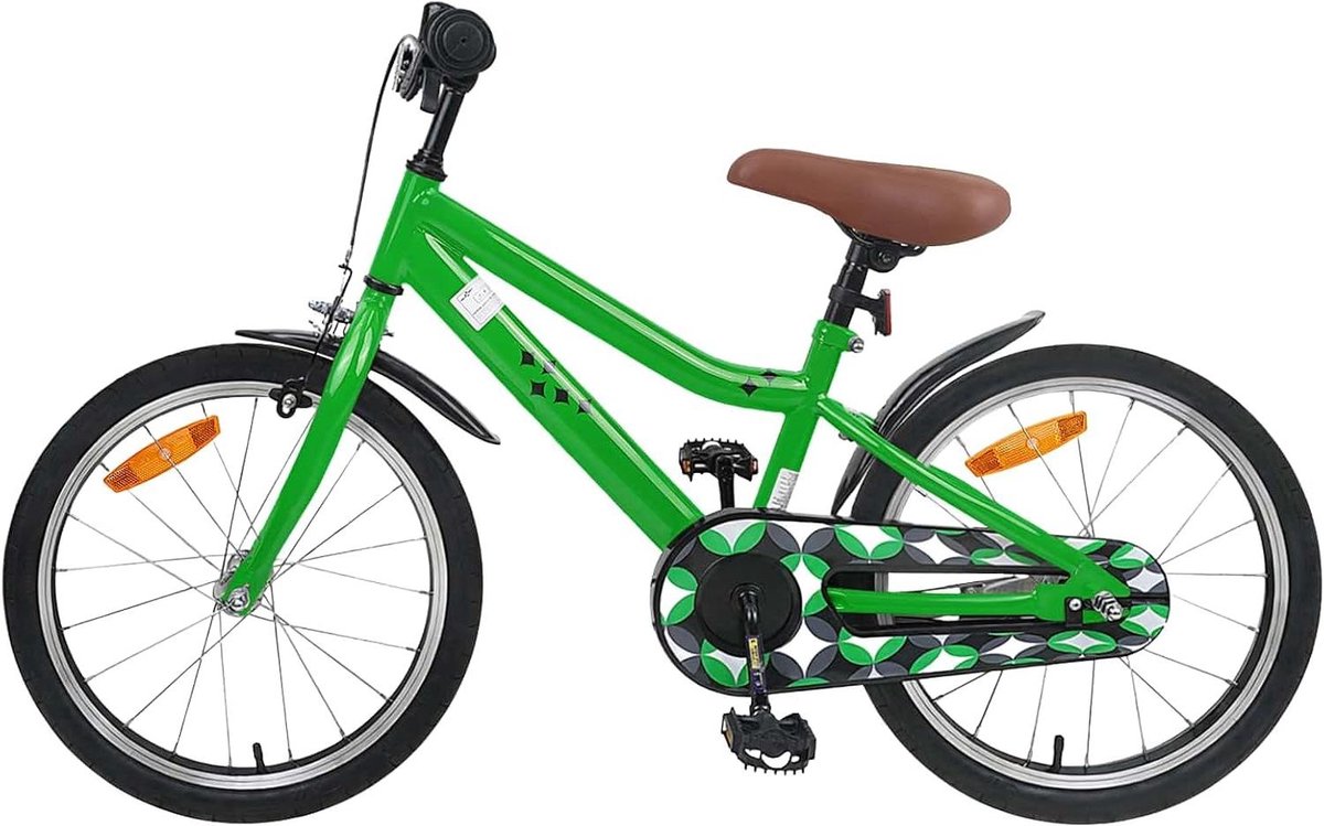 Kinderfiets 18 Inch Klassieke Fiets Leren Fietsen Verstelbaar Stuur Zadel 18 Inch Wielmaat Groen