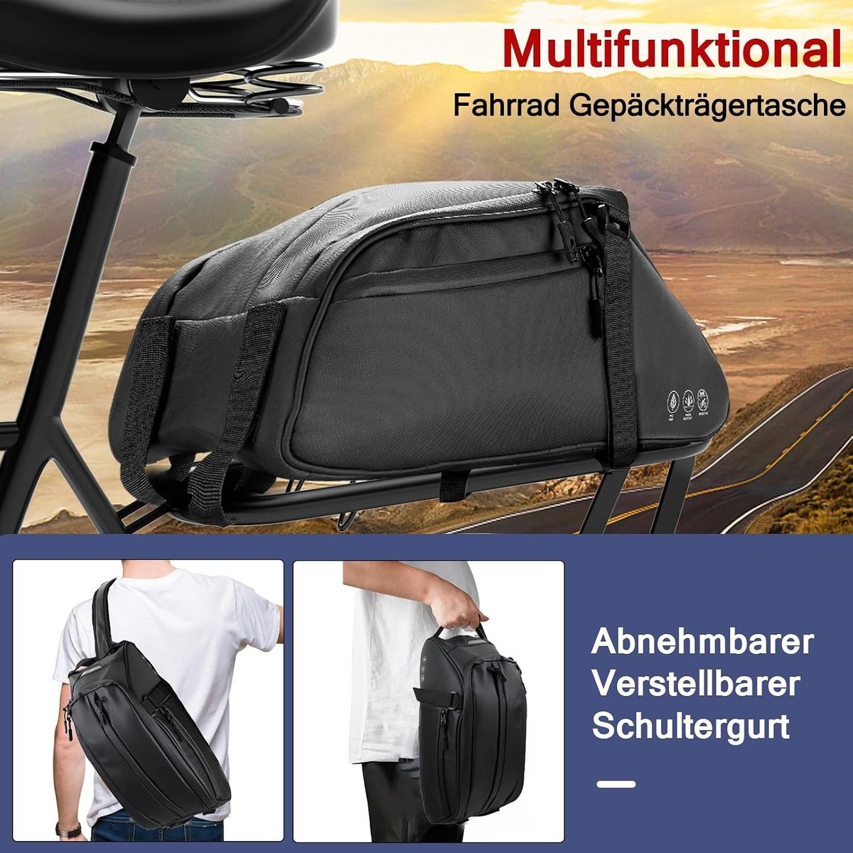 Fietstas Enkele Afneembaar - Zwart - 8 Liter - Waterdicht en Reflecterend - Voor Fietsen