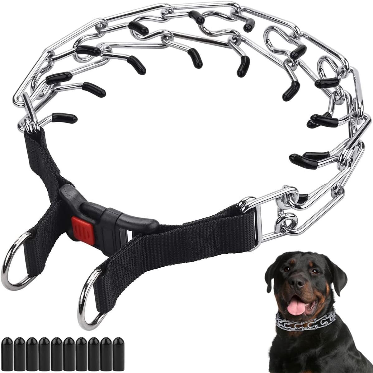 1 stuk - Hondenriem - Afneembaar - Halsband voor huisdieren - Metalen gesp - Trainingshalsband/nekband voor honden - Met capuchon - Zwart