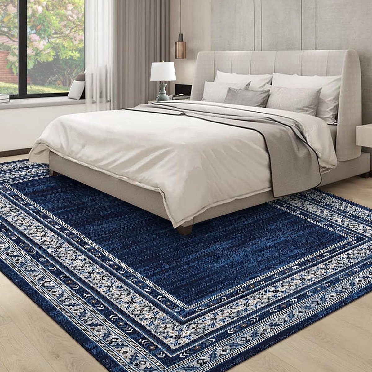 Vloerkleed Modern Blauw 240x340 cm Fluweel Pearl Velvet Opvouwbaar Woonkamer