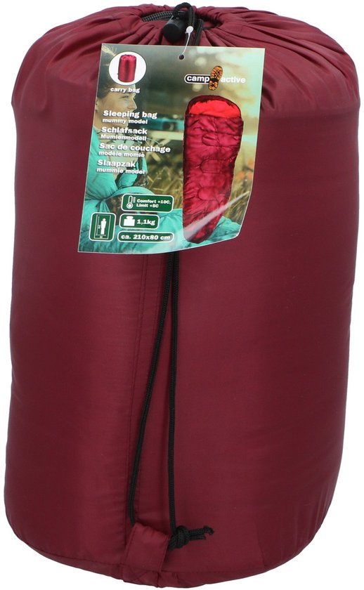 Camp Active Mummy Slaapzak - Zomerslaapzak voor 5°C tot 10°C - 210 x 80 cm - Rood van Camp Active — afbeelding 2