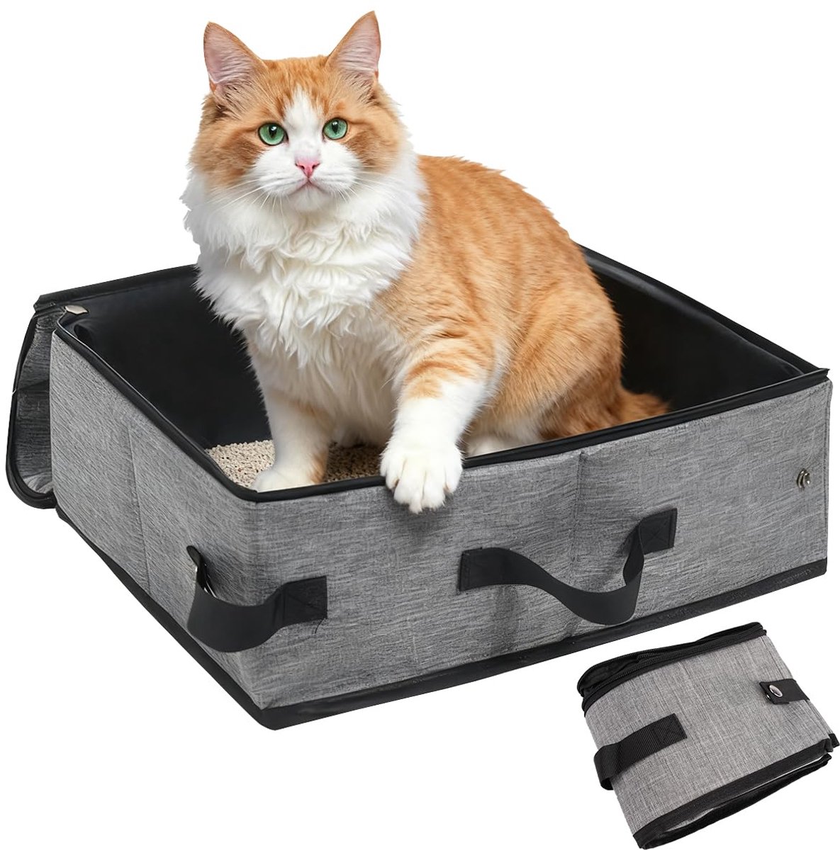 Famanu – Opvouwbare kattenbak met deksel, 40 x 30 cm, ideaal voor reizen met katten Famanu – Opvouwbare kattenbak met deksel, 40 x 30 cm, ideaal voor reizen met katten