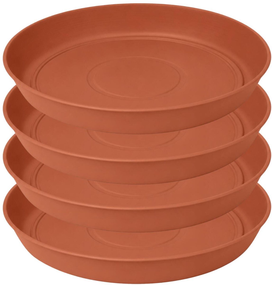 EDA Bloempot onderschaal Romeo - 4x - kunststof - terracotta - D28 x H4 cm - opvangschalen