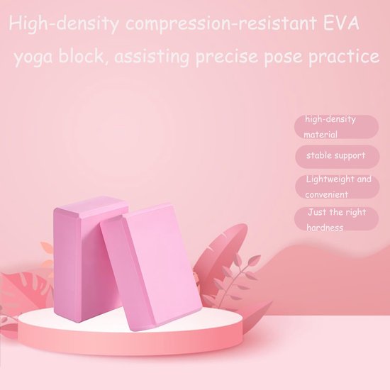 2 stuks - Yogablokken - EVA yogablokken - Schuimblokken - Dansblokken - Yoga Schuimblok - Antislip - 23x15x7,5 cm - Roze - Geschikt voor yoga- en pilatesoefeningen thuis — afbeelding 5