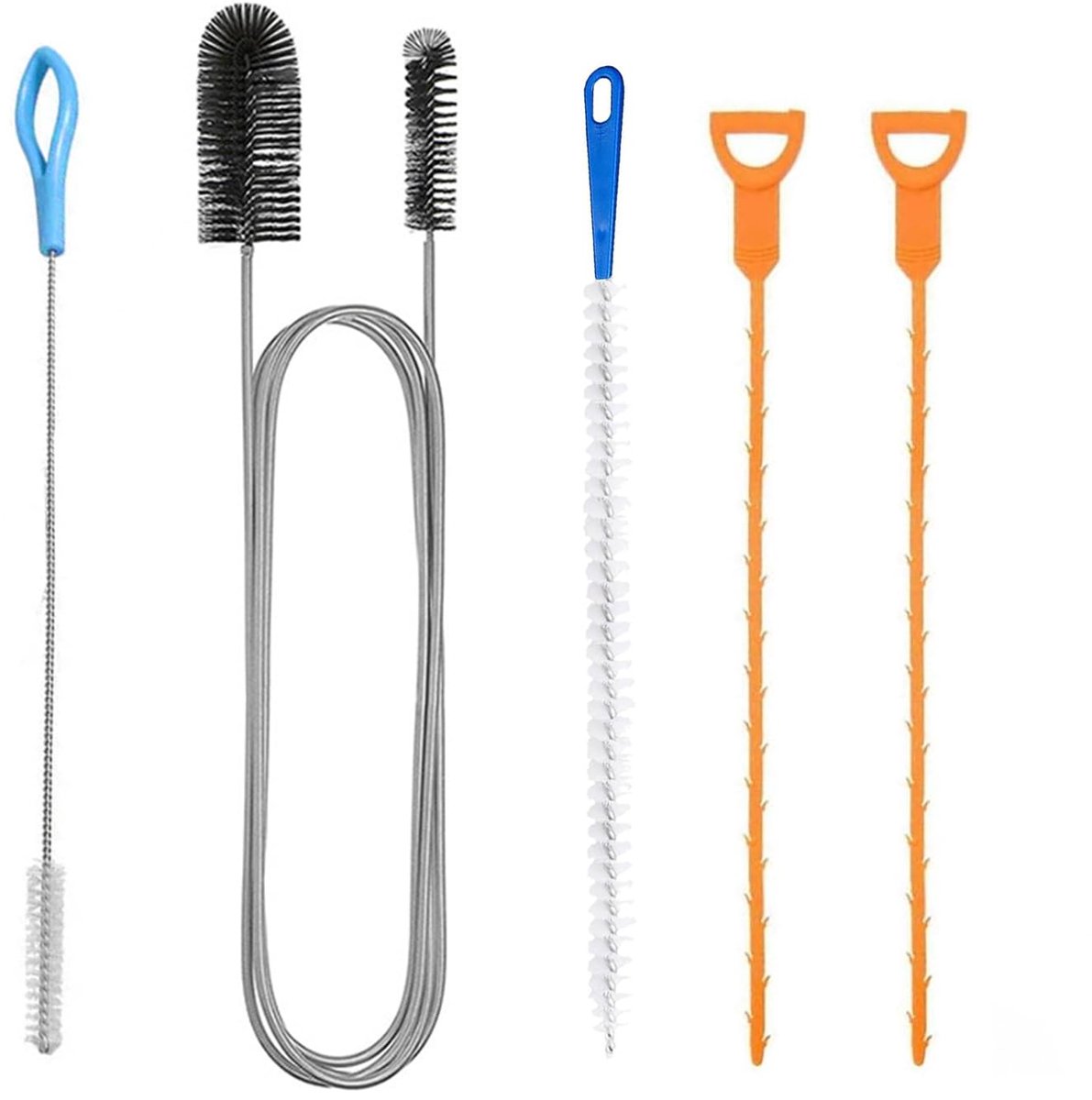 Famanu – Afvoerontstopper en reinigingsgereedschap set van 5 stuks, multifunctionele gootsteenontstopper voor badkamer, douche en keuken
