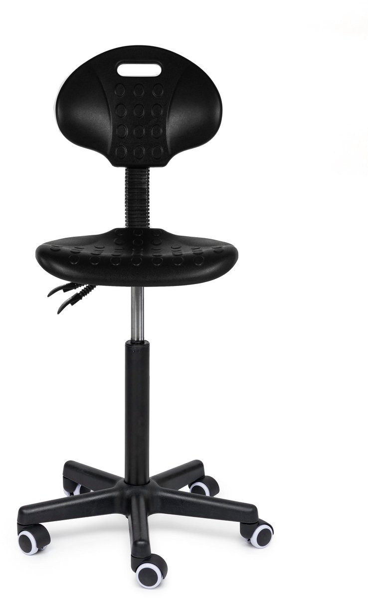 Ergonomische Werkstoel Zwart Op Wielen - Black Hoog (70-86cm) / met Voetsteun / Standaard wielen