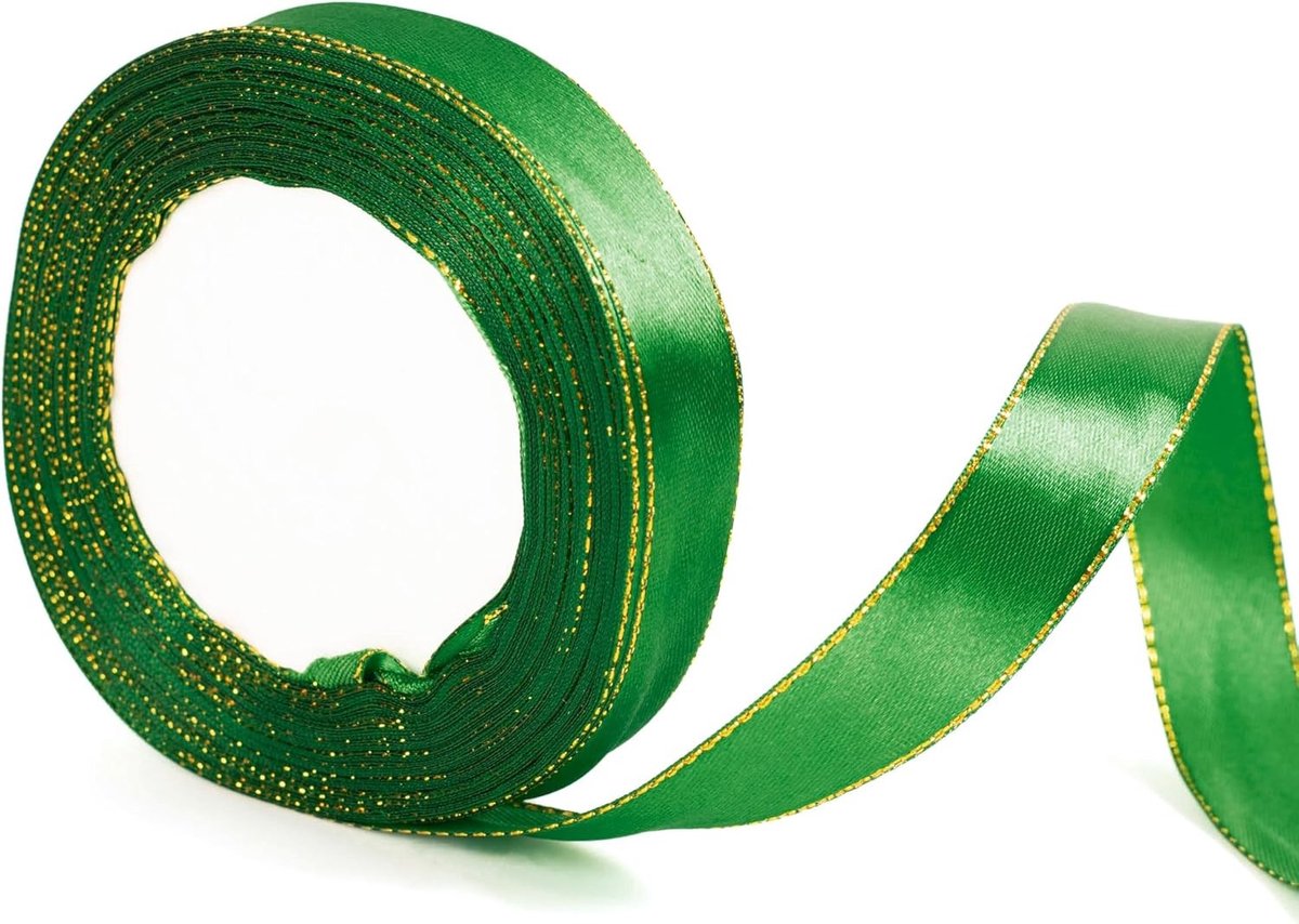 20mm Breed Donkergroen Kerstribbon voor Cadeauverpakking 22m, Versieringen, Strikken en Decoratie voor Feestdagen en Bruiloften
