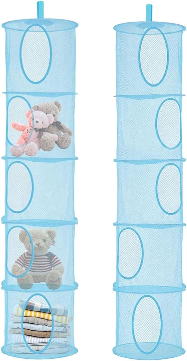 Set van 2 Opbergnetten voor Hangende Opslag, Vouwbare Netmand, Mesh Opbergmand voor Speelgoed en Kleding