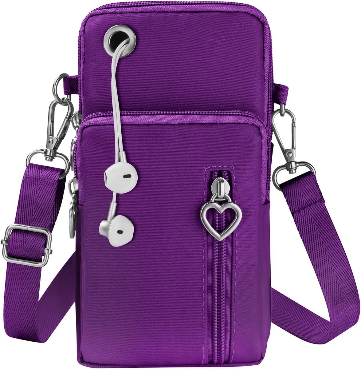 Dames Crossbody Telefoon Tas, Mini Schoudertas van Nylon met Verstelbare Band, Mobiele Telefoon Portemonnee met Hoofdtelefoonaansluiting voor Smartphones tot 7 Inch