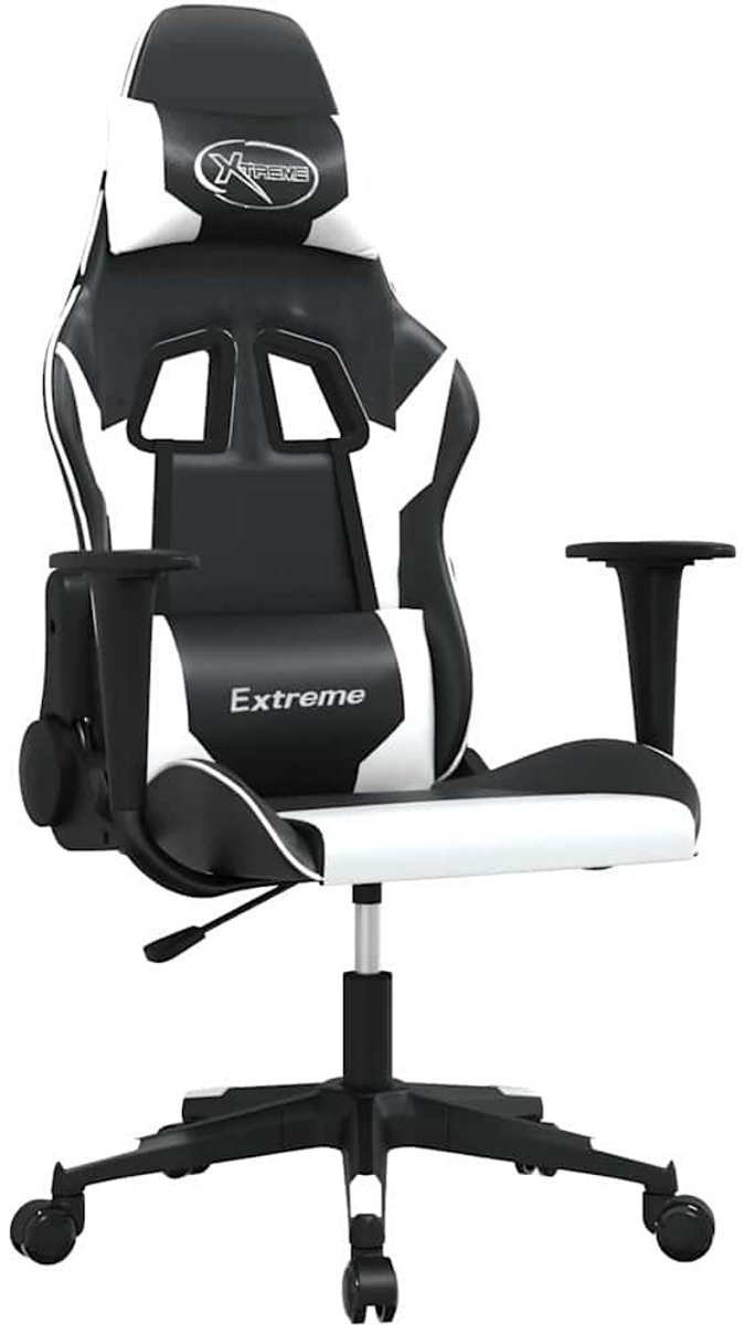 vidaXL Gamestoel - kunstleer - zwart - en - wit zwart en wit