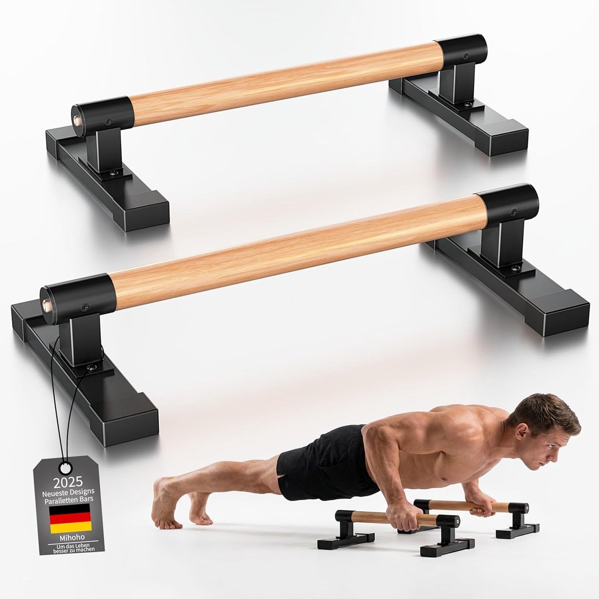 Parallette Push-upgrepen - Hout - 55 cm - Beukenhouten Handgrepen voor Krachttraining en Calisthenics