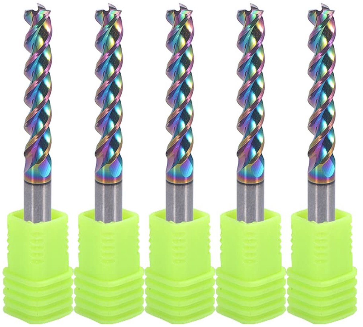 4mm Frees voor Aluminium en Koper, 3 Snijkanten, CNC Router Bits, U-Type Ontwerp, 5 Stuks, Precisie End Mills met DLC Coating