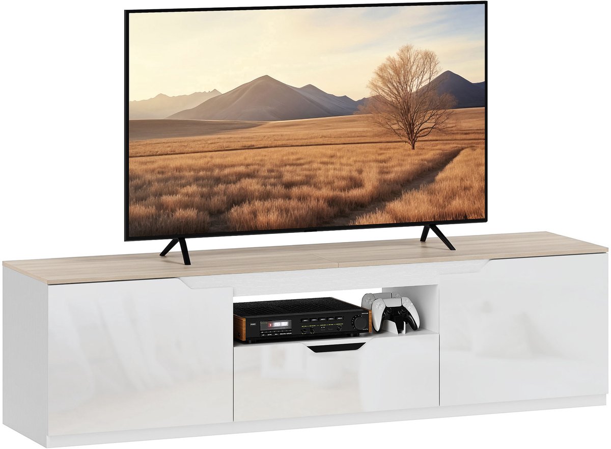 Sogiol® TV-meubel Hoogglans voor TV tot 65 inch -3 vakken - lade - 160 x 38 x 43 cm 43 cm