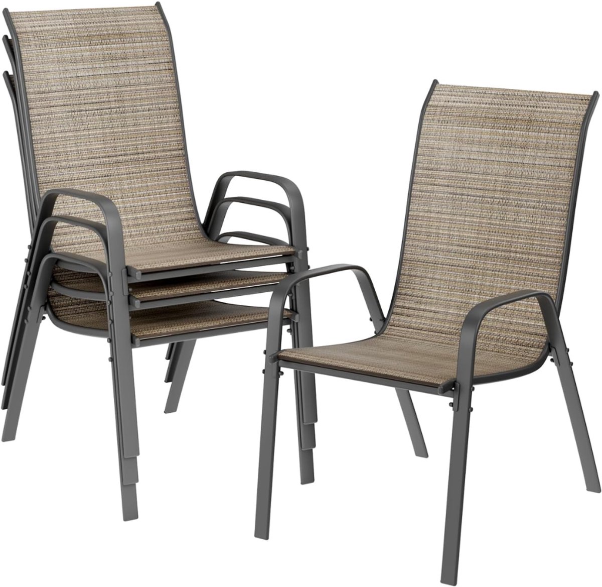 Lìon® Tuinstoelen - Opvouwbare Tuinstoelen - Tuinstoelen Verstelbaar - Vlas Bruin - 69cm x 54cm x 93cm