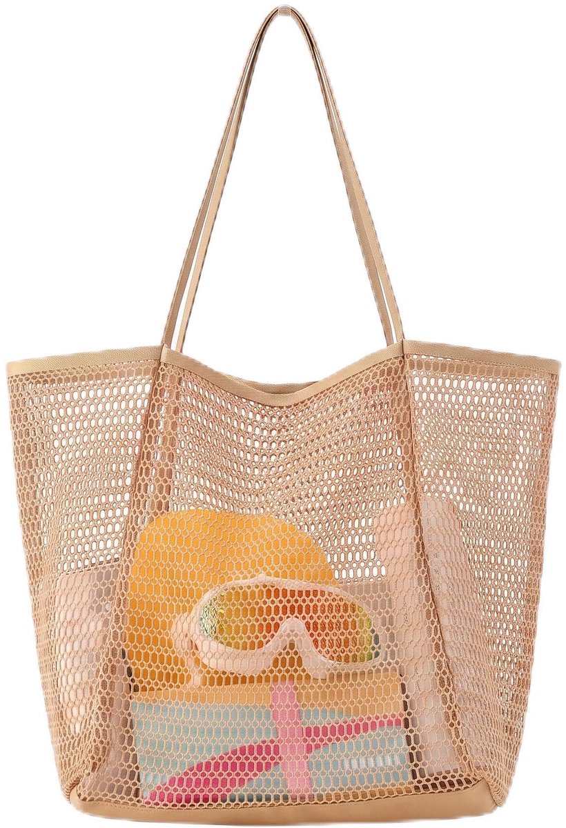 Opvouwbare Mesh Strandtas 23L - Grote Boodschappentas - Met Meerdere Zakken - Ideaal voor Zomeruitstapjes - ShopVlot