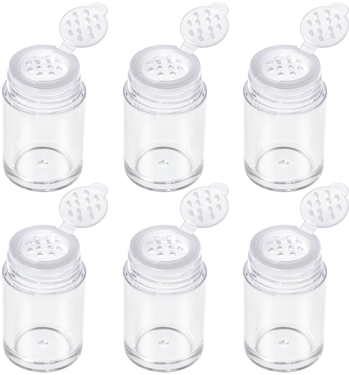 6 Mini Lege Poederflesjes Reis Make-up Glitter Oogschaduw Shaker Flesje met Zeefje en Deksel (12 Gaten)
