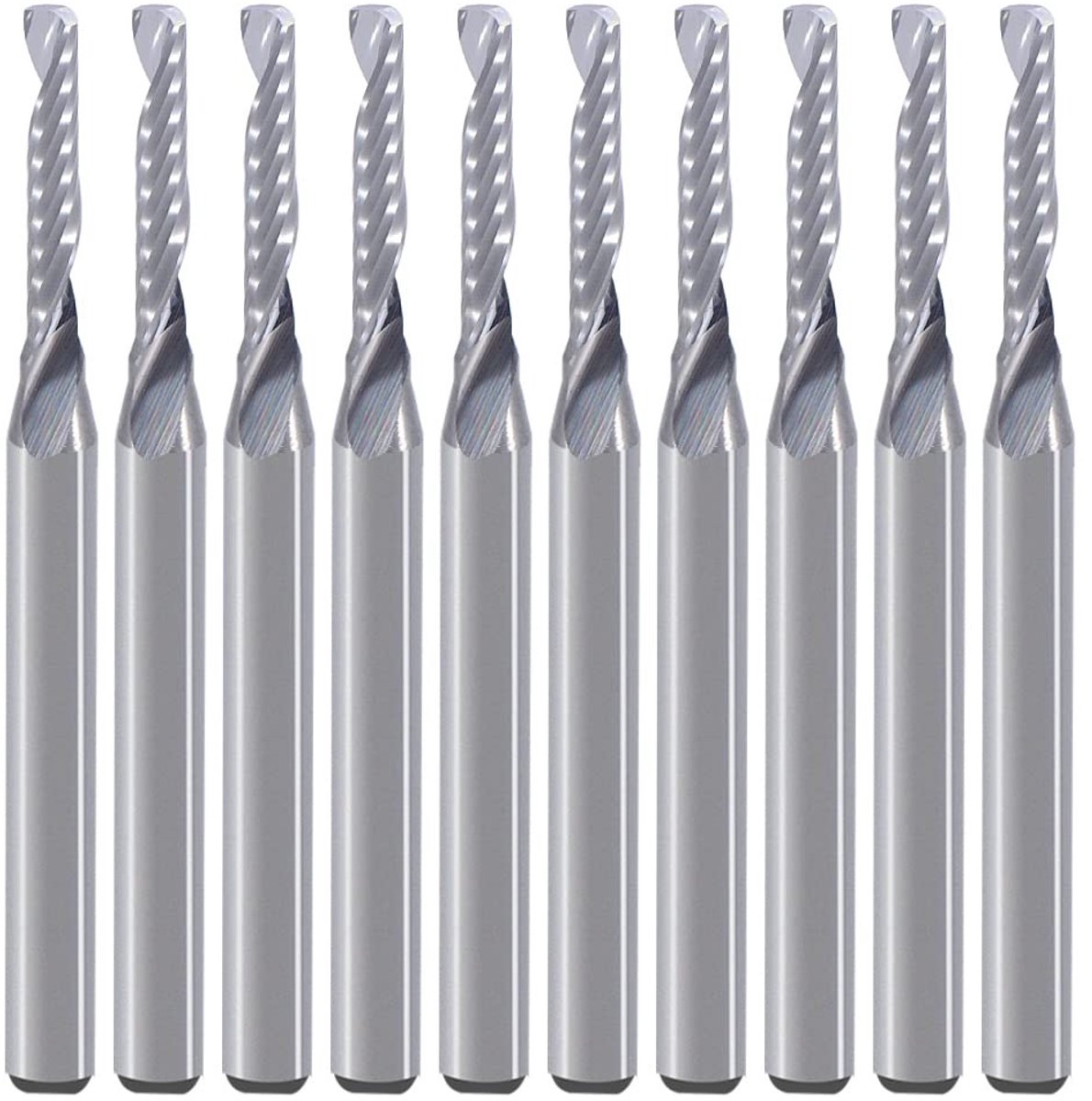 Houtbewerking Freesbits met 1/8 inch as, enkele flute, 5/64" snijdiameter voor acryl, PVC en MDF