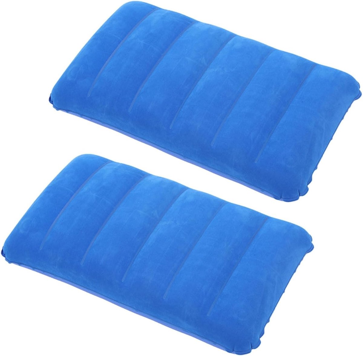 Opblaasbaar Kussen - Koningsblauw - 47 x 30 cm - Velours Luchtkussen voor Outdoor en Reizen