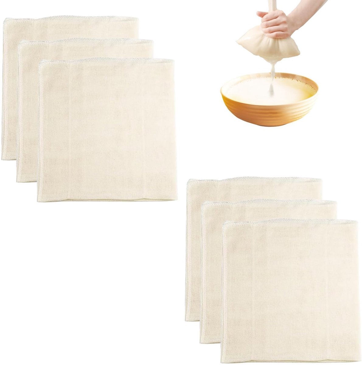 6 stuks kaasdoek, 50 x 50 cm kwaliteit 100 gezoomde mousseline doeken, herbruikbare persing, ongebleekte pure ultra - ShopVlot