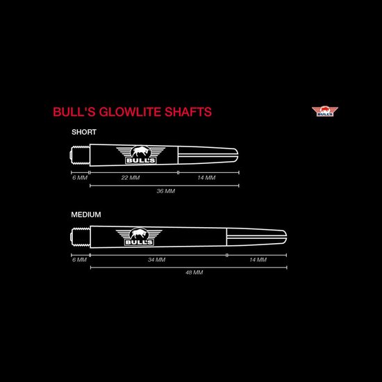 Bull's Nylon Glowlite Red - Dart Shafts Medium van Merkloos — afbeelding 5
