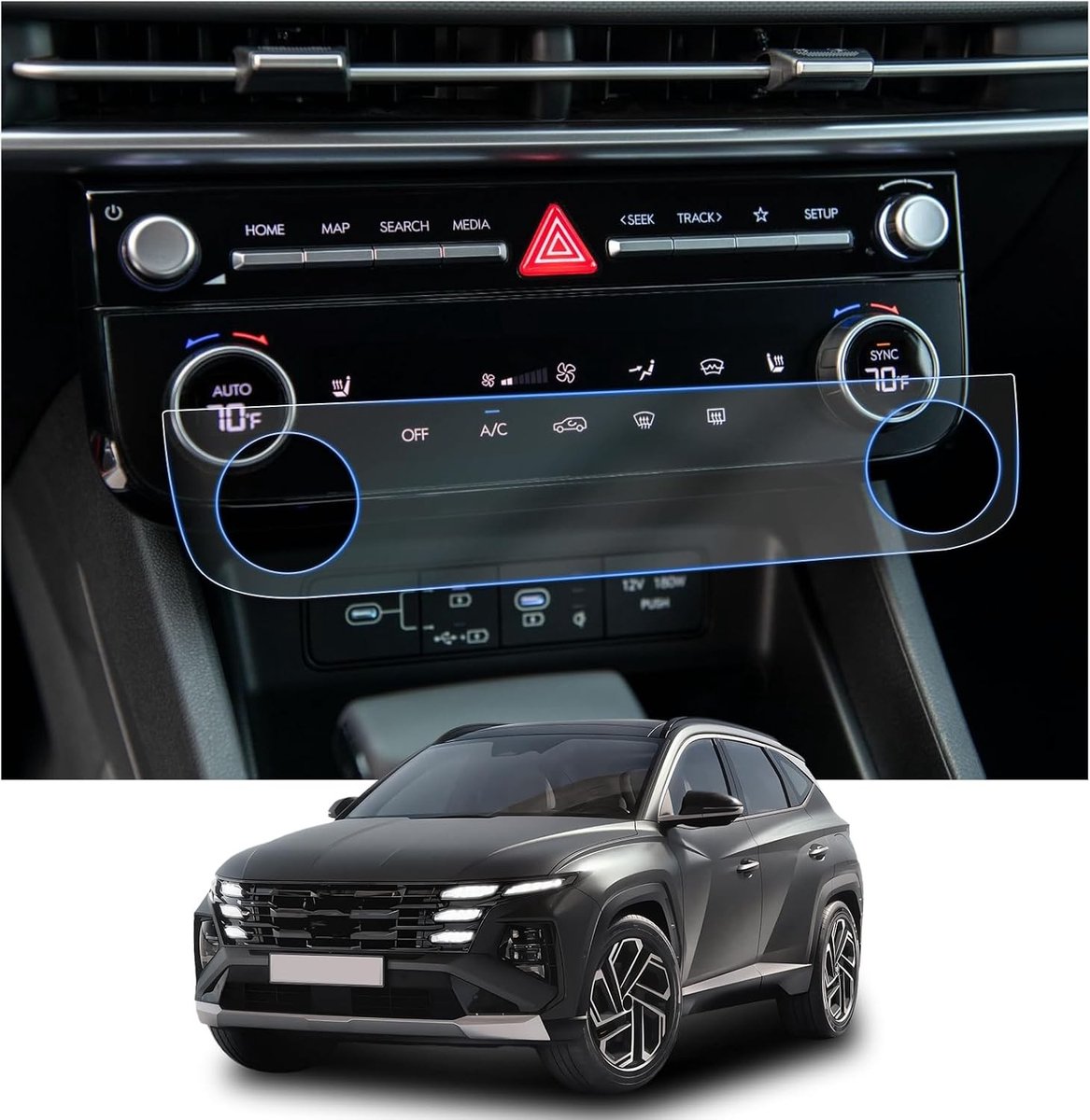 Tucson NX4 2021 Update Navigatie Screen Protector - 9H Krasbestendig Glas voor 10 inch GPS - Transparante Beschermfolie voor Auto Accessoires