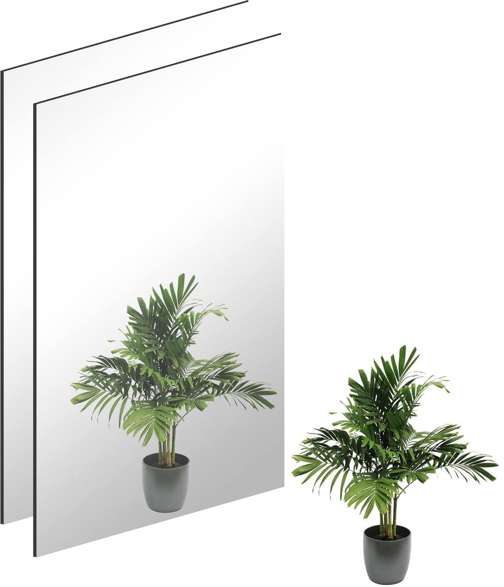 Famanu – 2 stuks HD wandspiegels, zelfklevende glazen spiegels met hoge helderheid, plakbaar en frameloos, ideaal voor badkamer, slaapkamer, woonkamer en hal decoratie (40 x 30 cm